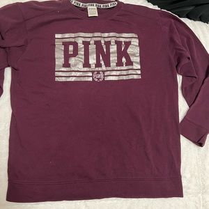 PINK Maroon crew neck